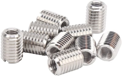 Dailygoods- Schroefdraadmoeren 10 stuks - Schroefdraadinzetstukken - Roestvrij Staal 303 - M6 x 1 mm / M10 x 1,5 mm - 14 mm lang - Duurzaam en Corrosiebestendig - Schroefdraadinzet