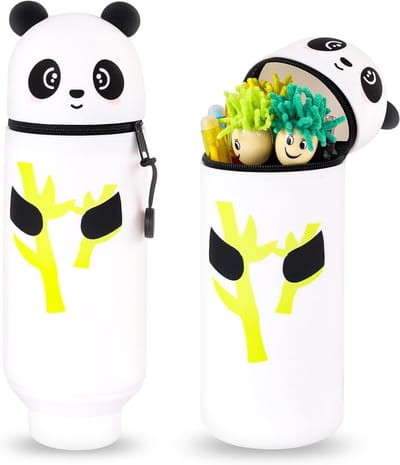 Schattige 2-in-1 Soft Silicone Pennenzak met Rits, Staande Pouch voor School, Thuis en Kantoorbenodigdheden