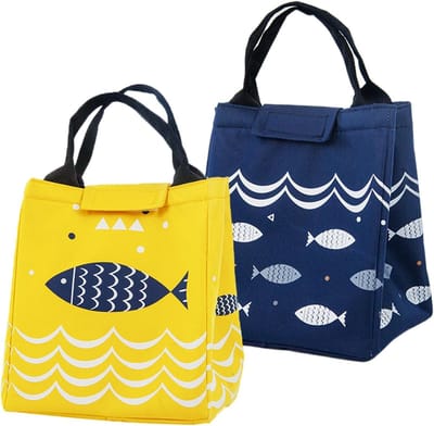 Geïsoleerde Lunchtas 2 Stuks - Waterdicht en Thermische Tas met Isolerende Laag voor Werk - Picknicken en Reizen - Geel en Tibet Kleine Koeltas