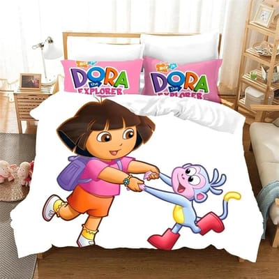 3D Print D-Dora Cartoon Ontdekkingsreiziger Beddengoed Set Dekbedovertrek Bedset Dekbedovertrek Kussensloop Dekbed King Queen Size Jongens Volwassene 135x200cm 2pcs