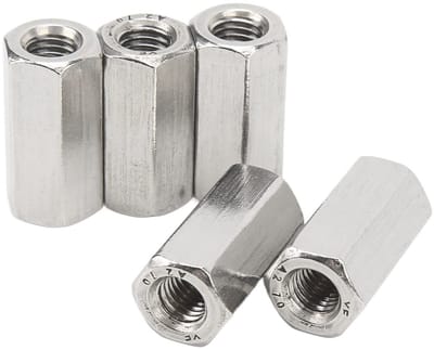 Dailygoods- Koppelingsmoer M10 x 1,5 - 304 Roestvrij Staal - Zeskantmoer - Volledig Schroefdraad - 5 Stuks - Duurzaam en Stevig - Moer