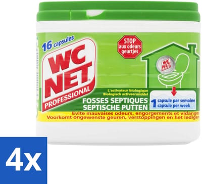 WC Net - Ontstopper - Voorkomt Ongewenste Geuren - 16 Capsules - Voordeelverpakking - 4 stuks