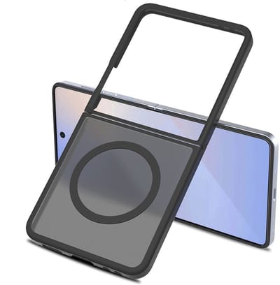 CaseMania Backcase hoesje geschikt voor Samsung Galaxy Z Flip 7 - Zwart - TPU (Zacht) - Frozen Frosted look - Compatible met MagSafe & Qi2