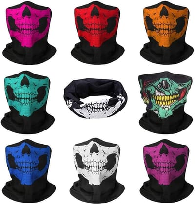 Multifunctionele Skullsjaal voor Motorfiets en Fiets - Stormmasker en Bandana voor Halloween, 8 Stuks in Meerdere Kleuren, Geschikt voor Mannen en Vrouwen
