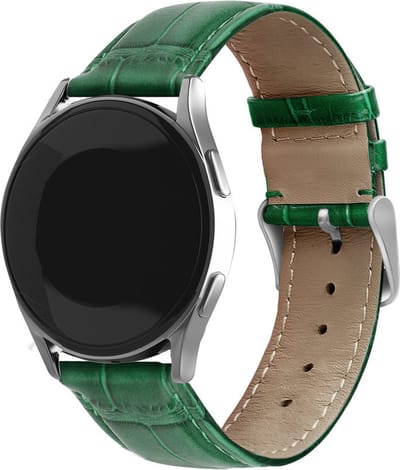 Strap-it smartwatch bandje 20mm - Luxe leren crocodile bandje geschikt voor Samsung Galaxy Watch 4 (Classic) / Watch 5 (Pro) / Watch 6 (Classic) / Watch 7 (40 & 44mm) / Watch 1 42mm / Watch 3 41mm / Active (2) / Watch FE / Gear Sport - groen