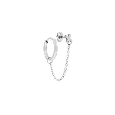 Essentialistics - Oorbellen one piece dubbel ring en stud X - Nikkelvrij - Zilverkleur - Stainless steel (verkleurt niet) - Kliksluiting en geleverd met achterkantje