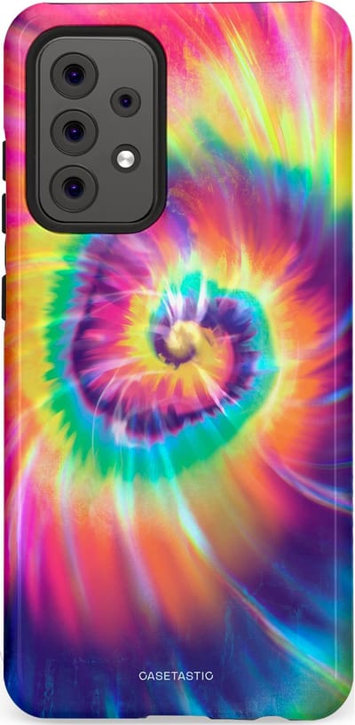 Casetastic hoesje geschikt voor Samsung Galaxy A52 (2021) 5G / Samsung Galaxy A52 (2021) 4G - Dubbellaagse bescherming - Kleurrijke draaikolk - Fashion Case - Donkerblauw Roze Goud Lavendel
