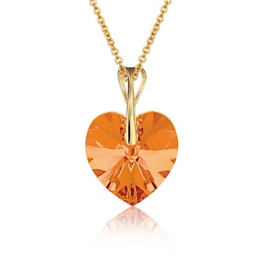 Montebello Ketting Pim HZ112 - Swarovski Hart - 925 Zilver Verguld - Ø14mm - 50cm