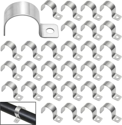 30x RVS Kabelklemmen 25mm - Metalen Buisbeugels voor Schroefbevestiging