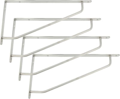 AMIG Plankdrager/steun/muurbeugel - 4x - rvs metaal - zilver - H120 x B240 mm - Tot 65 kg - boekenplank steunen