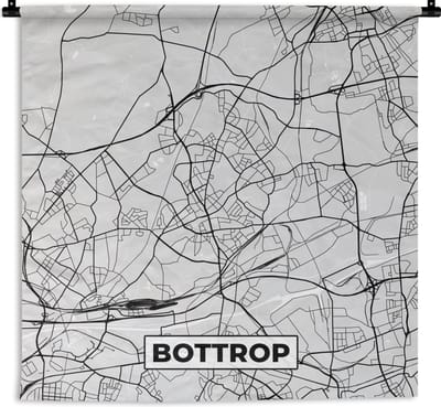Wandkleed - Wanddoek - Bottrop - Kaart - Stadskaart - Duitsland - Plattegrond - 180x180 cm - Wandtapijt