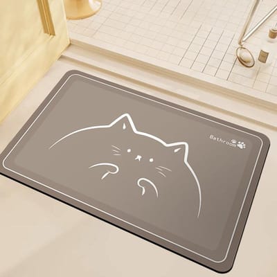 Cartoon Kat Vloermat Diatomeeënaarde Badkamervloermat Badkamer Absorberende Voetmat Vuilafstotend Sneldrogend Voetmat 40*60cm