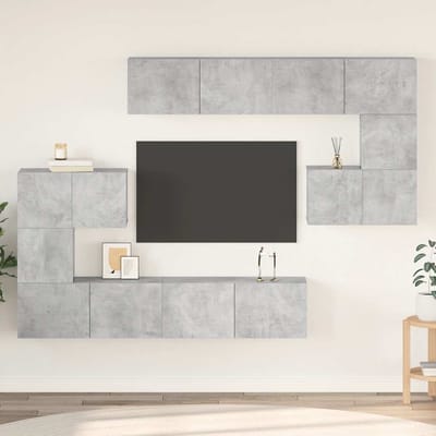 vidaXL - 8-delige - Tv-meubelset - bewerkt - hout - betongrijs