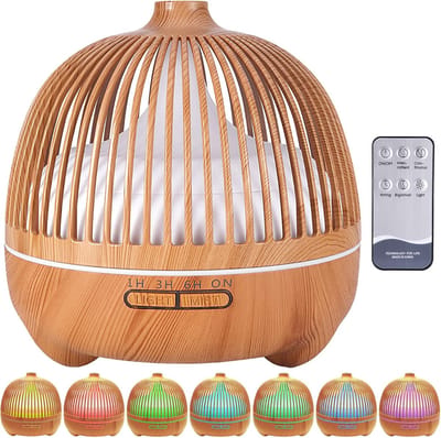 550 ml Aroma Diffuser voor Geur Oliën - Premium Ultrasonische Luchtbevochtiger Aromatherapie Diffuser met 7-kleurige LED-verlichting - BPA-vrij - 30 dB Ultra Stil - Met Timer en Automatische Uitschakeling - Voor Slaapkamer