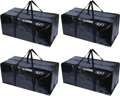 Zwarte E Bewegende Tassen - 4 Pack Extra Grote Herbruikbare Opbergdozen voor Verhuizing en Opslag