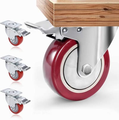 75 mm zwenkwielen met rem - set van 4 voor meubels tot 400 kg