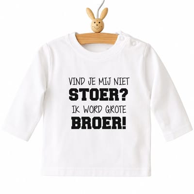 T-Shirt Aankondiging zwangerschap jongen zwangerschapaankondiging big brother Vind je mij niet stoer? Want ik word grote broer! lange mouw shirt | wit maat 74 zwangerschap aankondiging bekendmaking baby