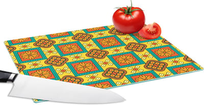 Glazen Snijplank - 28x20 - Patchwork - Retro - Bloemen - Design - Snijplanken Glas