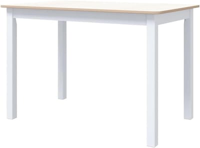 Eettafel - Tafel Eetkamer tafel - Samen eten - Massief rubberwood - 114x71x75 cm - Wit en bruin