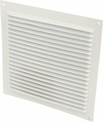AMIG Ventilatierooster/muurrooster met gaas - 170 x 170mm - aluminium - wit - schoepenrooster - tegen muggen en insecten