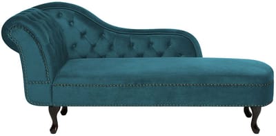BELIANI NIMES - Chaise longue - Blauwgroen - Linkerzijde - Fluweel