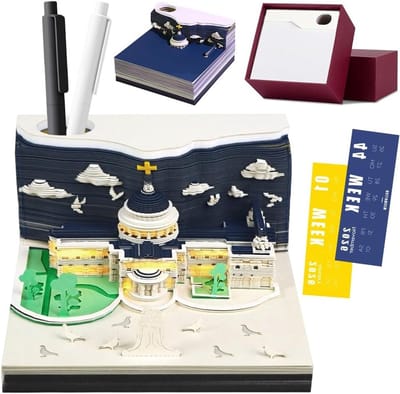 3D Kunst Kalender 2026, DIY Afbreekbare Tijdlijn Kalender, Decoratieve 3D Papercutting Blokken voor St. Paul's Cathedral, Creatieve Bureau Accessoires