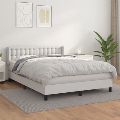 vidaXL - Boxspring - met - matras - kunstleer - wit - 140x190 - cm