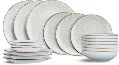 Cosy & Trendy Serviesset Murano Beige 18-delig – Servies Set 6 Personen – Modern Design Aardewerk – Vaatwasser- & Magnetronbestendig