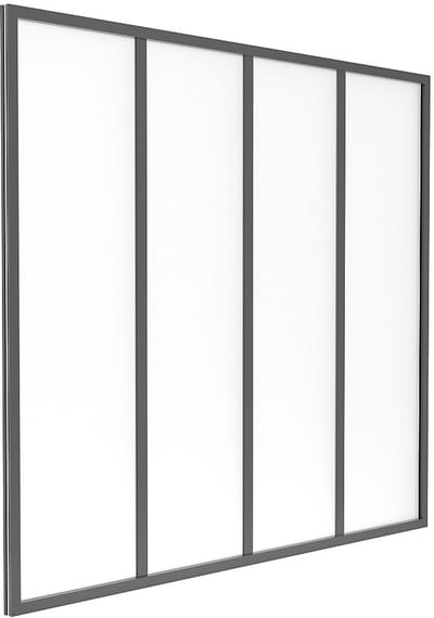 Vente-unique Glazen binnenraam in gepoedercoat aluminium en matglas - 120 x 105 cm (B x H) - Zwart - BAYVIEW