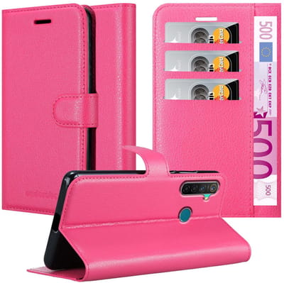 Cadorabo Hoesje geschikt voor Realme 5 PRO / Realme Q in KERSEN ROZE - Beschermhoes met magnetische sluiting, standfunctie en kaartvakje Book Case Cover Etui