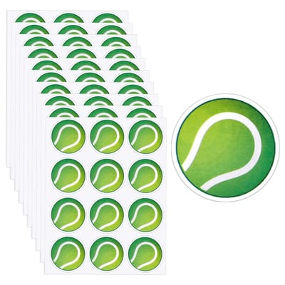 Dailygoods- Tennisbalstickers 120 Stuks - Zelfklevende Decoratieve Stickers - Scrapbooking/Planner - Cadeauzegels - Sporttennis - Papier 3 cm - Tennisstickers