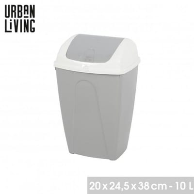 "PASHA" Flip prullenbak 10 L tweekleurig wit en Nomad Grey