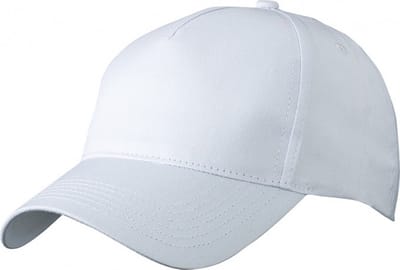 Baseball pet/cap 5 panels - 2x stuks - wit - volwassenen - Voordelige caps - katoen - klittenband sluiting