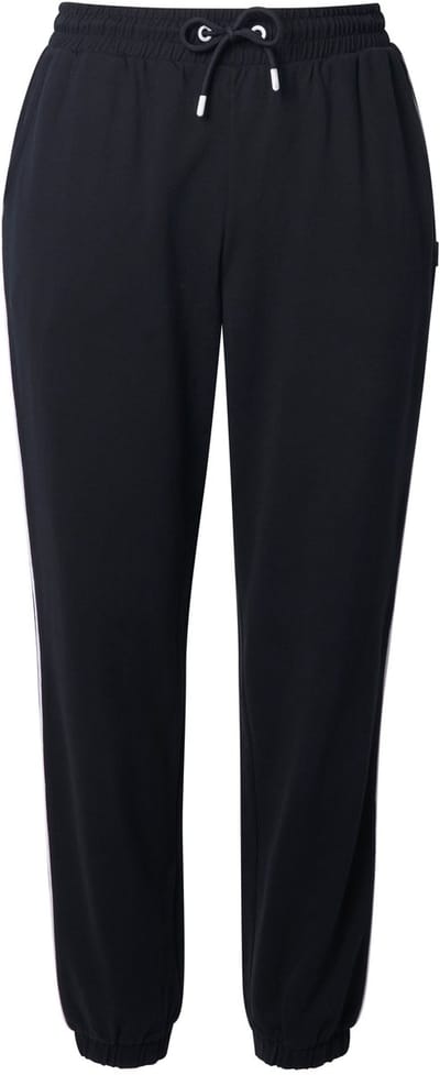 Ulla Popken - Dames - Joggingbroek paspel opzij elastische tailleband - Zwart - Maat 42+