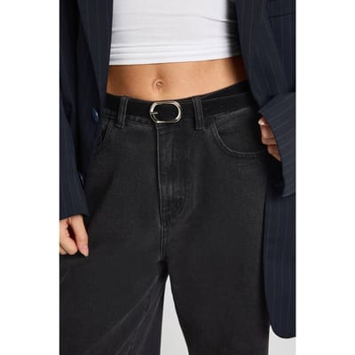 boohoo Dames Riem met Ovale Gesp Detail | Zwart | Maat: Medium/Large