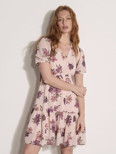 Mini-jurk van chiffon met bloemenprint