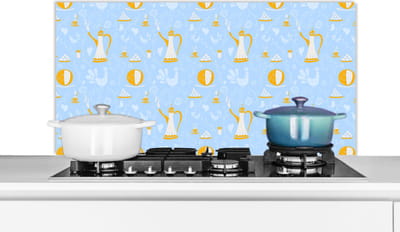 Spatscherm keuken 100x50 cm - Kookplaat achterwand Patronen - High tea - Thee - Muurbeschermer - Spatwand fornuis - Hoogwaardig aluminium
