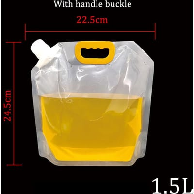 Poche à bière pliable 15/3/5L Pochette d'emballage en plastique transparente auto-portante pour jus de lait Utilisation en extérieur Camping Randonnée Légère à transporter Poches à eau 1.5L