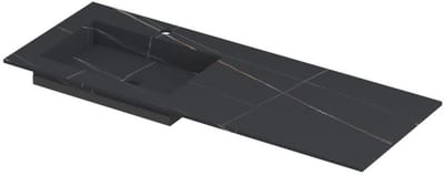 INK Post Wastafel Keramische Slab Envelop Bak Links met 1 Kraangat - 1200x450x10 mm - Lauren Black Mat