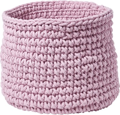 Homescapes Gebreide opbergmand, 100% katoen roze - 42 x 37 cm