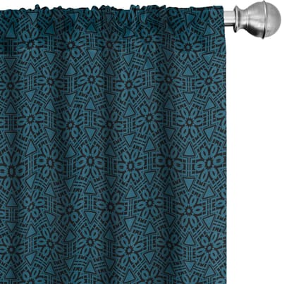 ABAKUHAUS – Etnische Gordijnen – 2x75x245 cm – Blauw koksgrijs