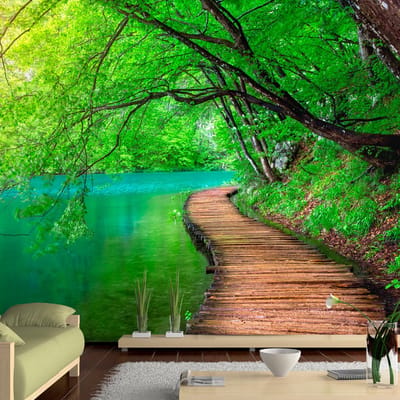 98cm X 70cm - Zelfklevend fotobehang - Groene vrede, bos, 8 maten, premium print