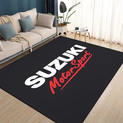 3D Raceauto S-SUZUKI Logo Motorfiets Tapijt Vloerkleed voor Woonkamer Slaapkamer Huis Sofa Decoratie, Kinderen spelen Antislip Vloermat 120*160cm