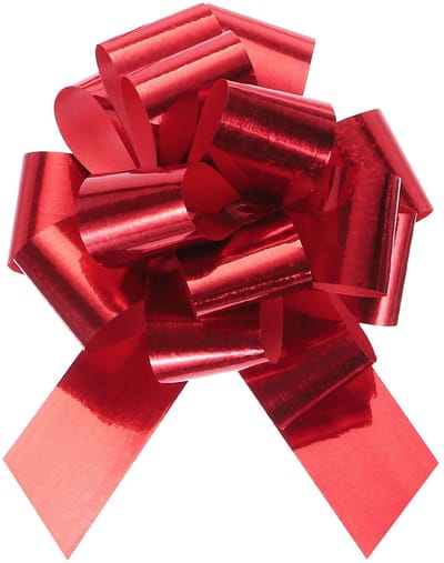 10 stuks 10 cm metallic grote strik trekken glitter linten voor geschenkverpakking lint voor bruiloft auto manden geschenken Kerstmis boog rood