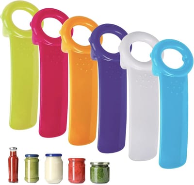 Set van 6 Potopeners – Multifunctionele Deksels- en Flesopener – Voor Potten, Flessen en Schroefdeksels – Ideaal voor Moeilijk te Openen Potten