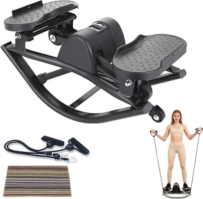 Zijwaartse Stepper - Mini Stepper - Thuistraining - Met Weerstandsbanden - 7 kg - Zwart