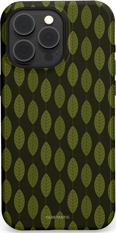 Casetastic hoesje geschikt voor Apple iPhone 15 Pro Max - MagSafe - Dubbellaagse bescherming - Donkergroene Bladerendek - Fashion Case - Zwart Donkergroen