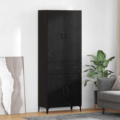 vidaXL - Highboard - Zwart - Eiken - 69,5 - x - 34 - x - 180 - cm - Bewerkt - hout
