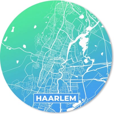 Muismat rond 20x20 cm - Mousepad Stadskaart - Haarlem - Blauw - Groen - Ronde muismatten