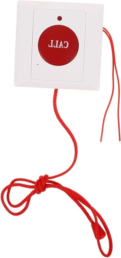 Noodknop met trekkoord - Alarmknop ouderen - Veiligheid thuis - Wandmontage ontwerp - 8.5 x 8.5 x 1 cm - Wit